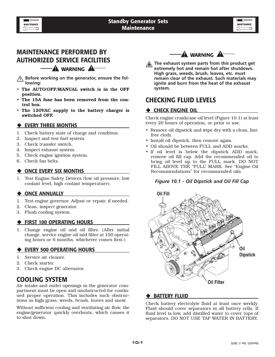 Cooling system, Checking fluid levels | Generac QT 5.4L User Manual | Page 17 / 76