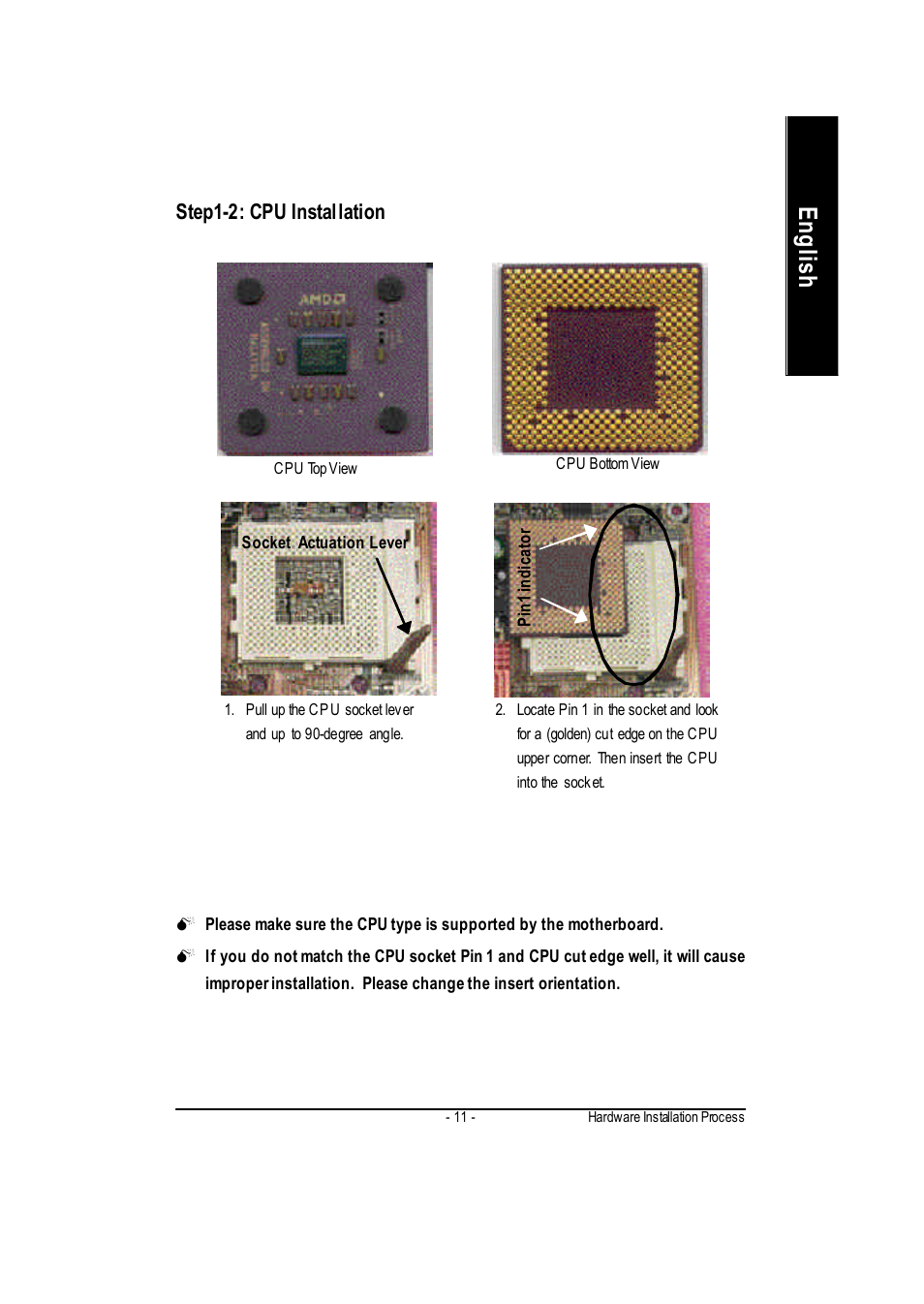 English, Step1-2: cpu installation | GIGABYTE GA-7vkml User Manual | Page 15 / 104