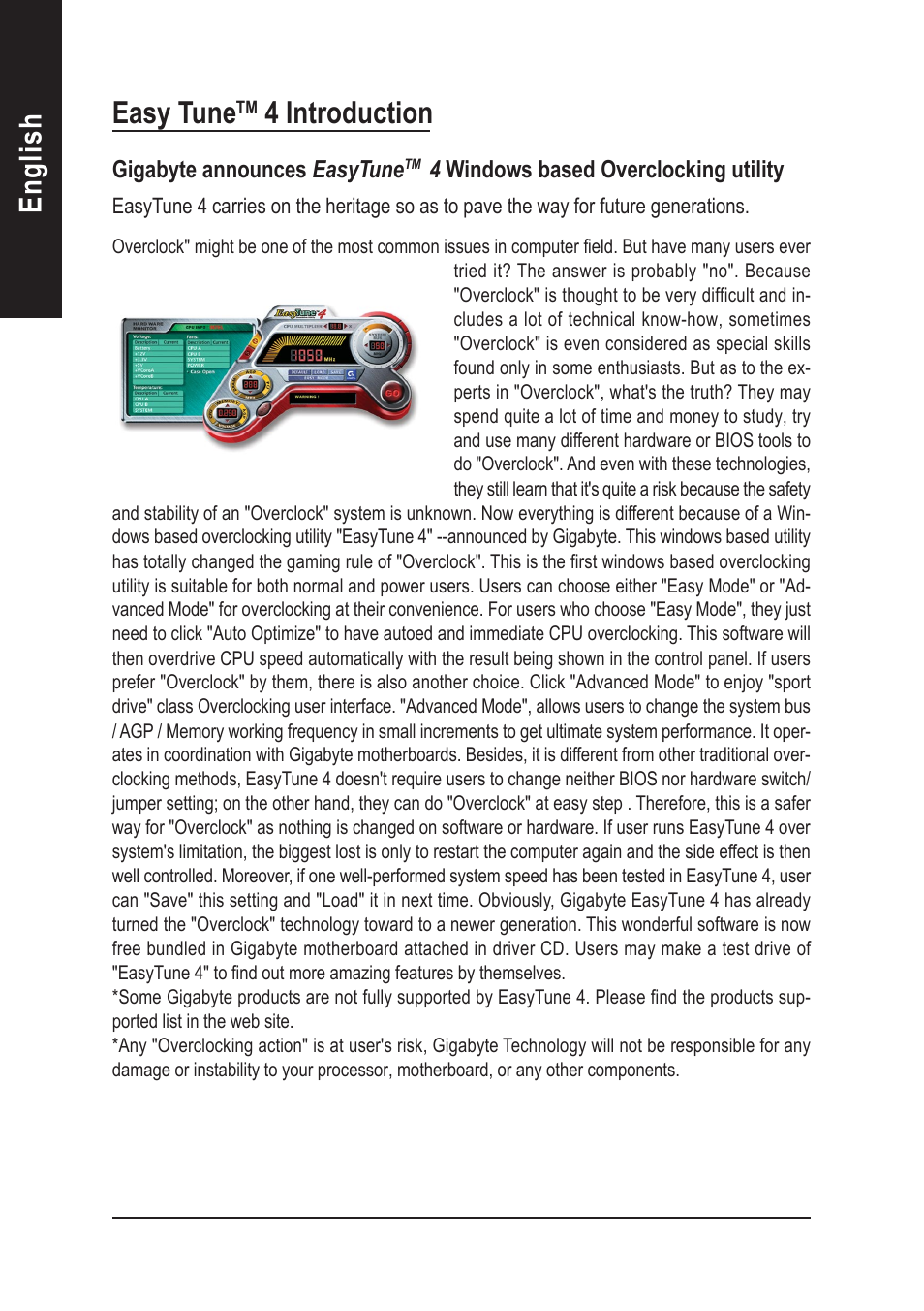 English easy tune, 4 introduction | GIGABYTE AGP 4X(1.5V) User Manual | Page 70 / 112