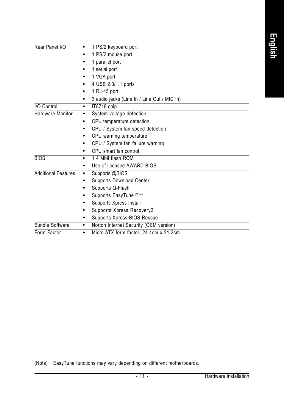 English | GIGABYTE GA-8I865GME-775-RH User Manual | Page 11 / 64