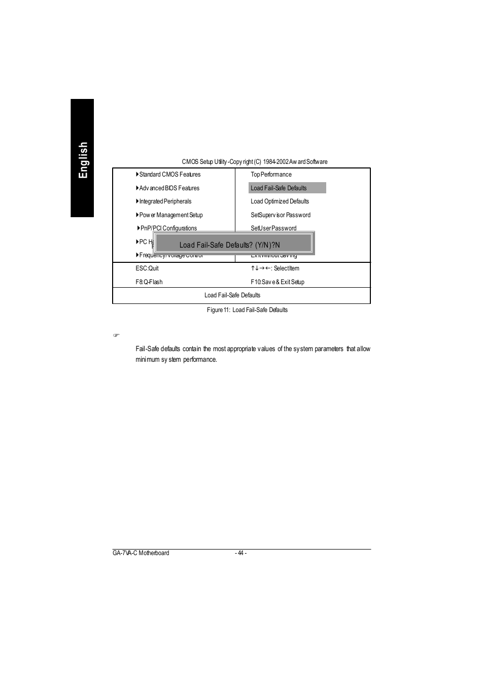 English load fail-safe defaults | GIGABYTE GA-7VAC User Manual | Page 48 / 96