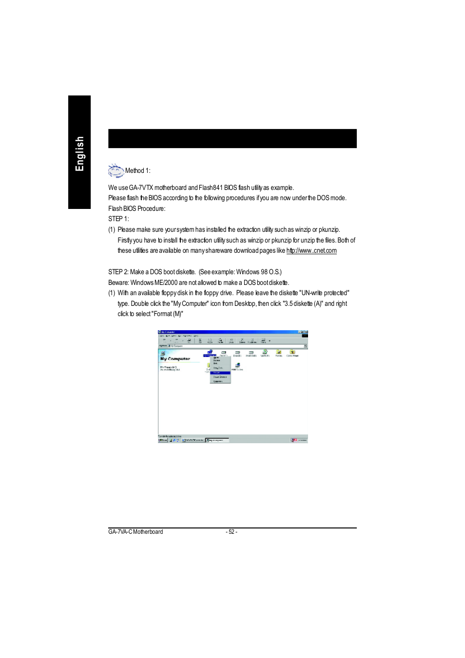 Bios flash procedure, English | GIGABYTE GA-7VAC User Manual | Page 56 / 96