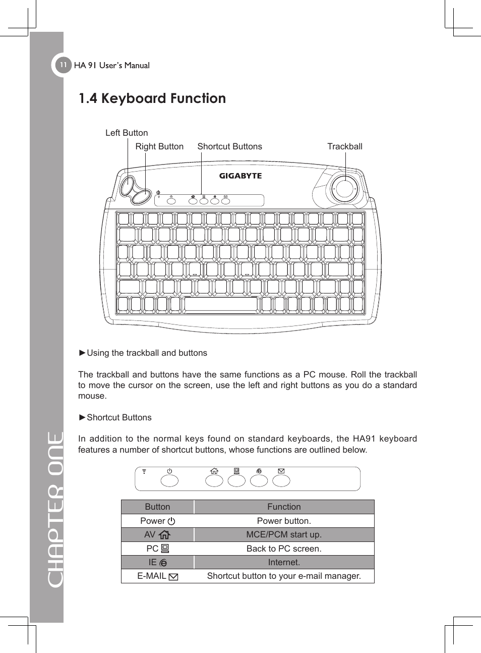 Chapter one, 4 keyboard function | GIGABYTE 4635 User Manual | Page 16 / 26