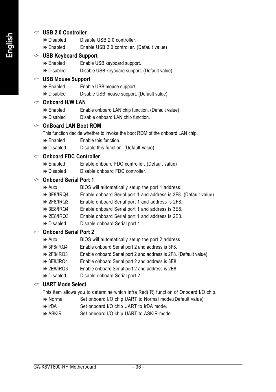 English | GIGABYTE AMD Socket 754 Processor Motherboard GA-K8VT800-RH User Manual | Page 36 / 80