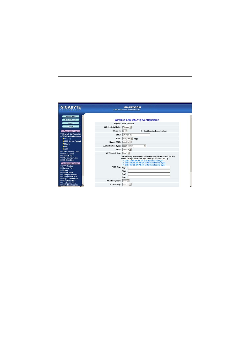The wireless configuration screen | GIGABYTE AirCruiser MIMO GN-BR03GM User Manual | Page 29 / 80
