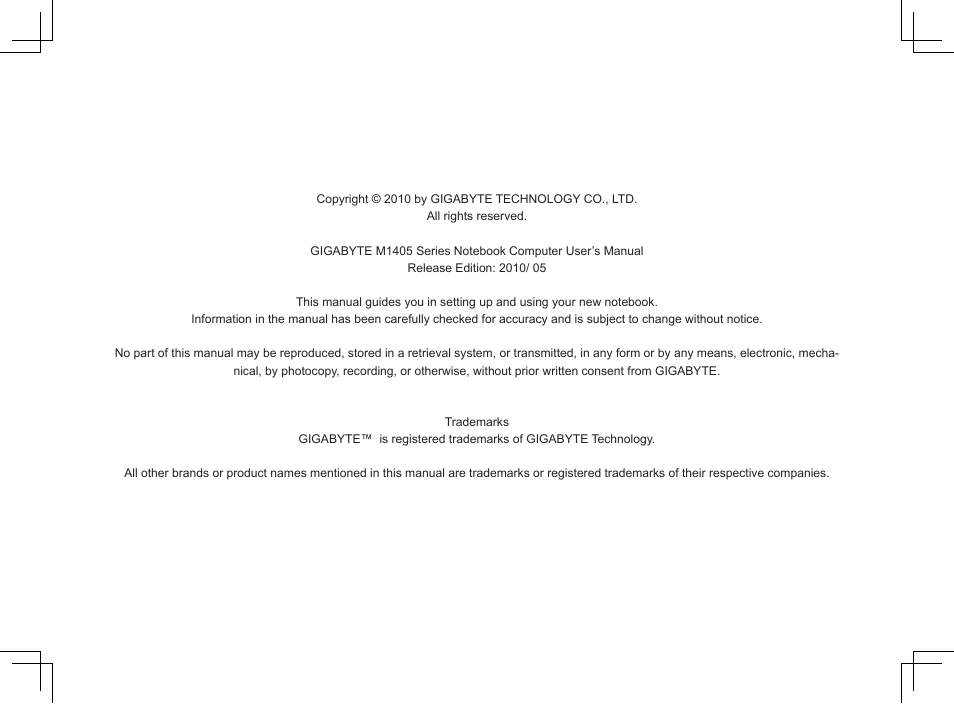 GIGABYTE M1405 User Manual | 65 pages