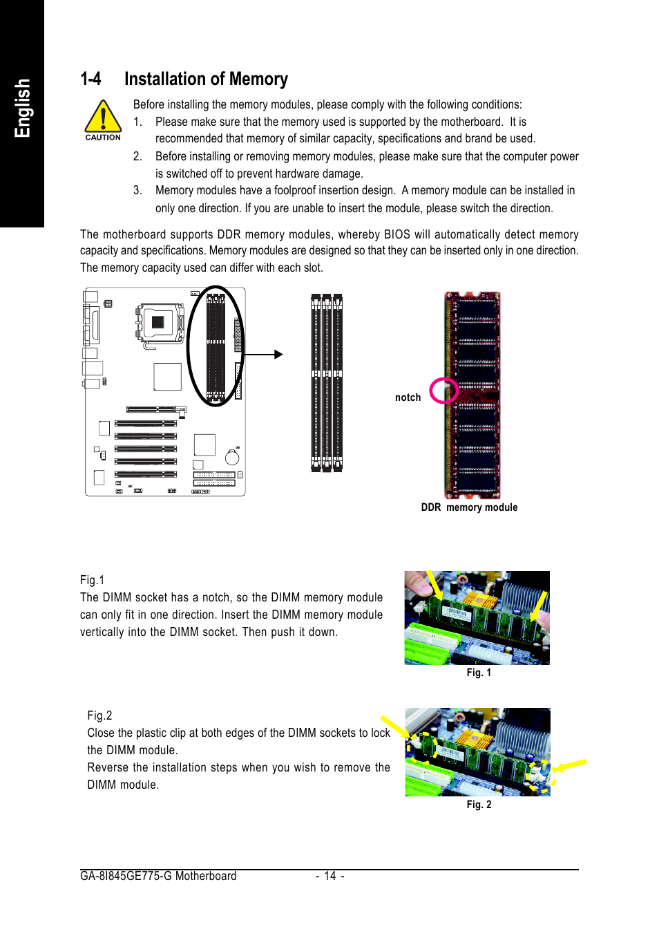 English | GIGABYTE GA-8I845GE775-G User Manual | Page 14 / 72