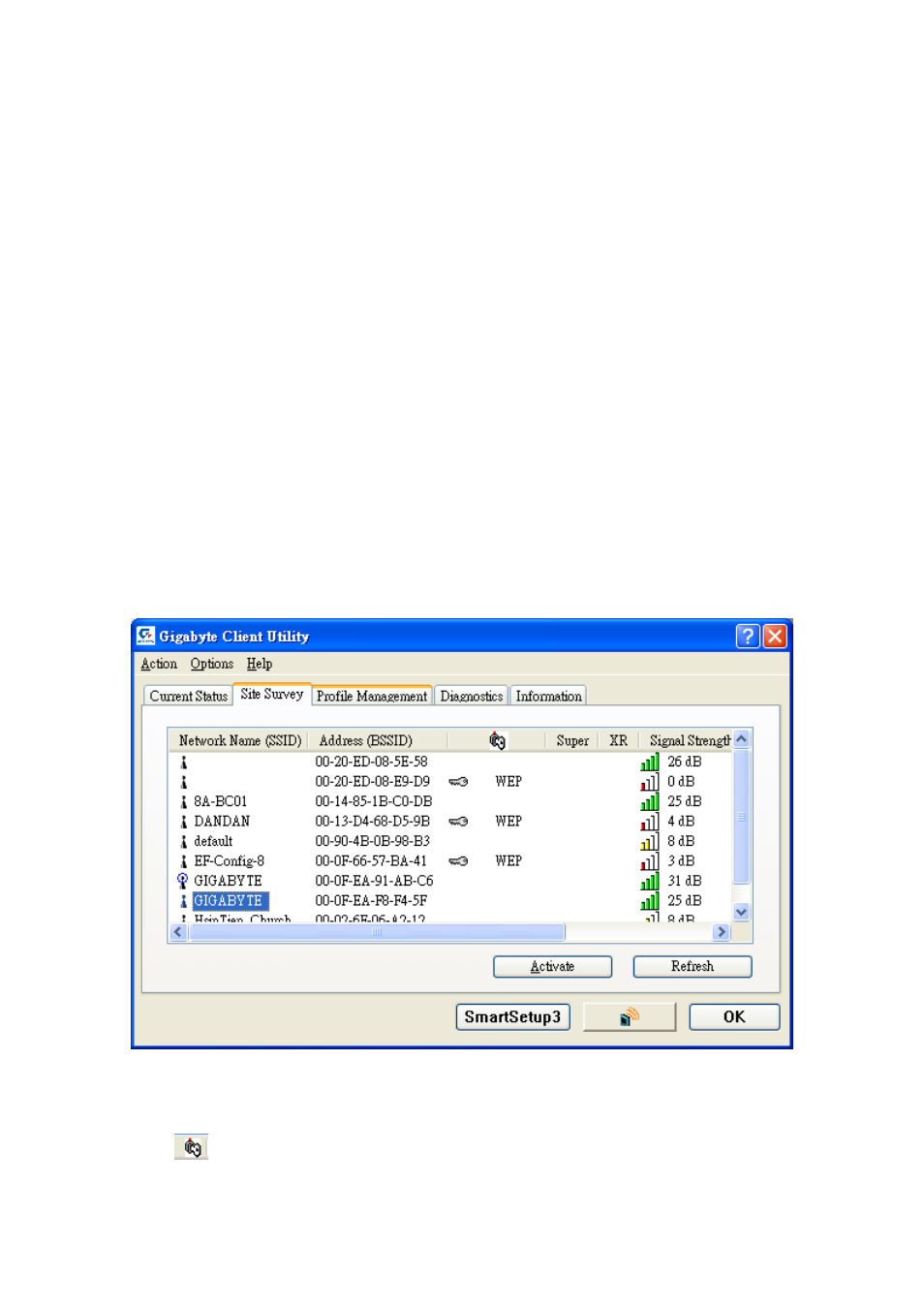 Site survey tab | GIGABYTE GN-WM01GT User Manual | Page 15 / 40