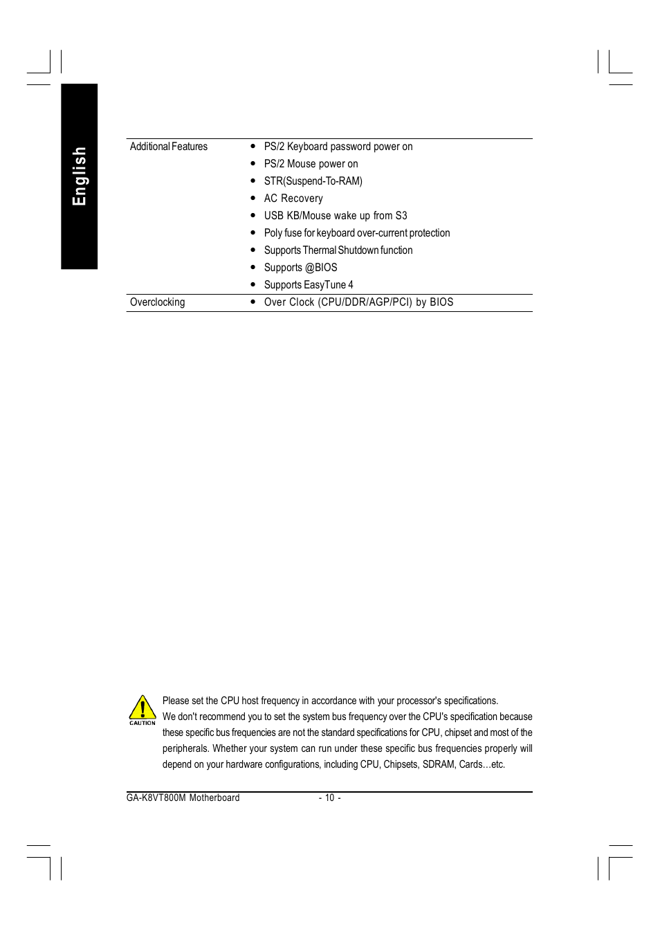 English | GIGABYTE AMD Socket 754 Processor Motherboard GA-K8VT800M User Manual | Page 10 / 96