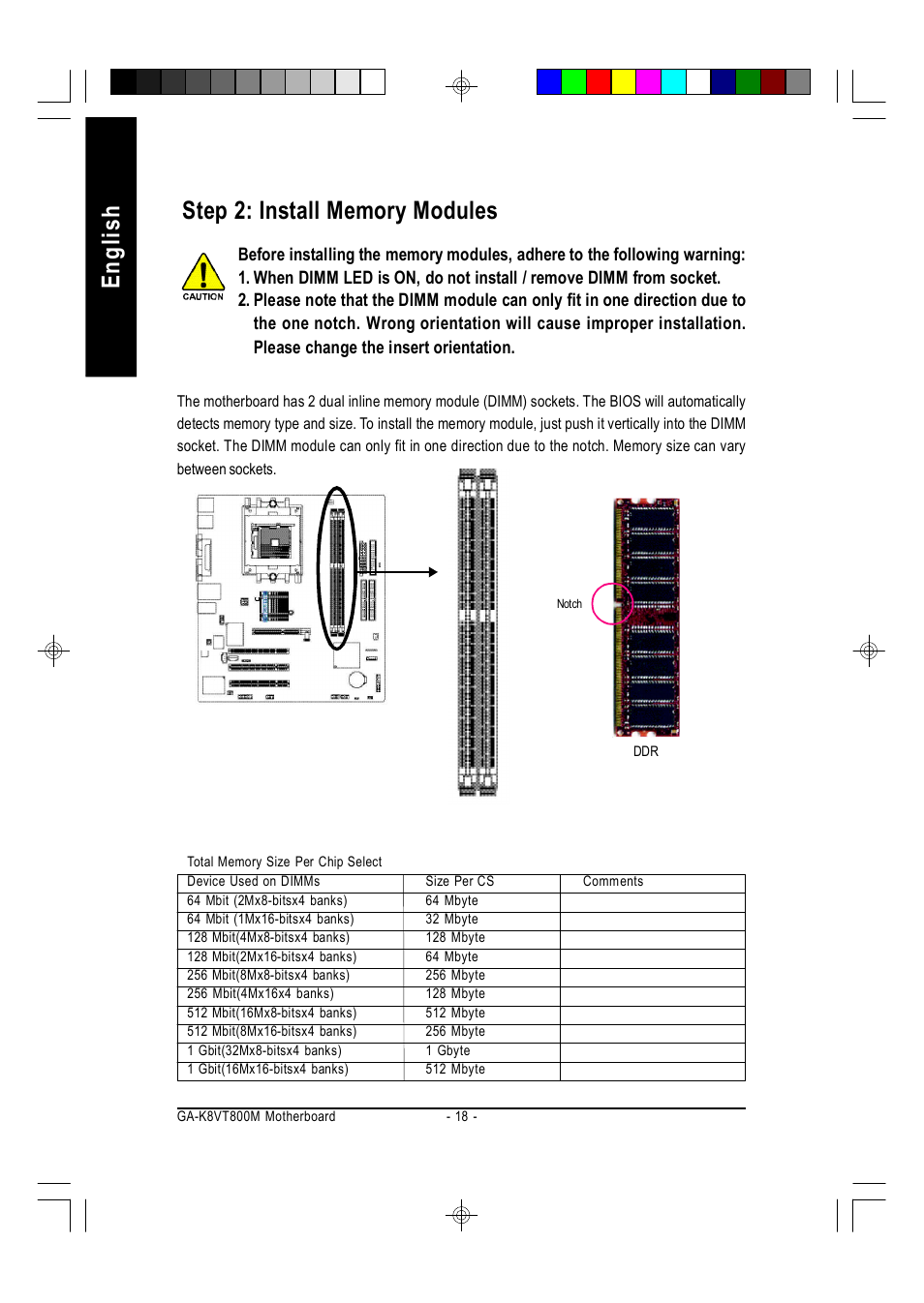 English | GIGABYTE AMD Socket 754 Processor Motherboard GA-K8VT800M User Manual | Page 18 / 96