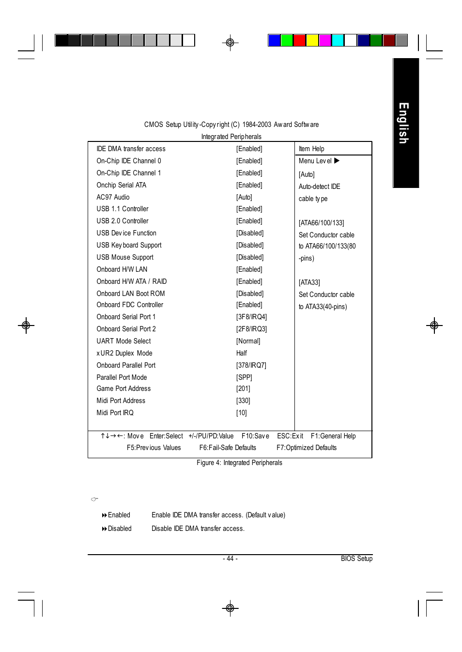 English, Integrated peripherals | GIGABYTE AMD Socket 754 Processor Motherboard GA-K8VT800M User Manual | Page 44 / 96