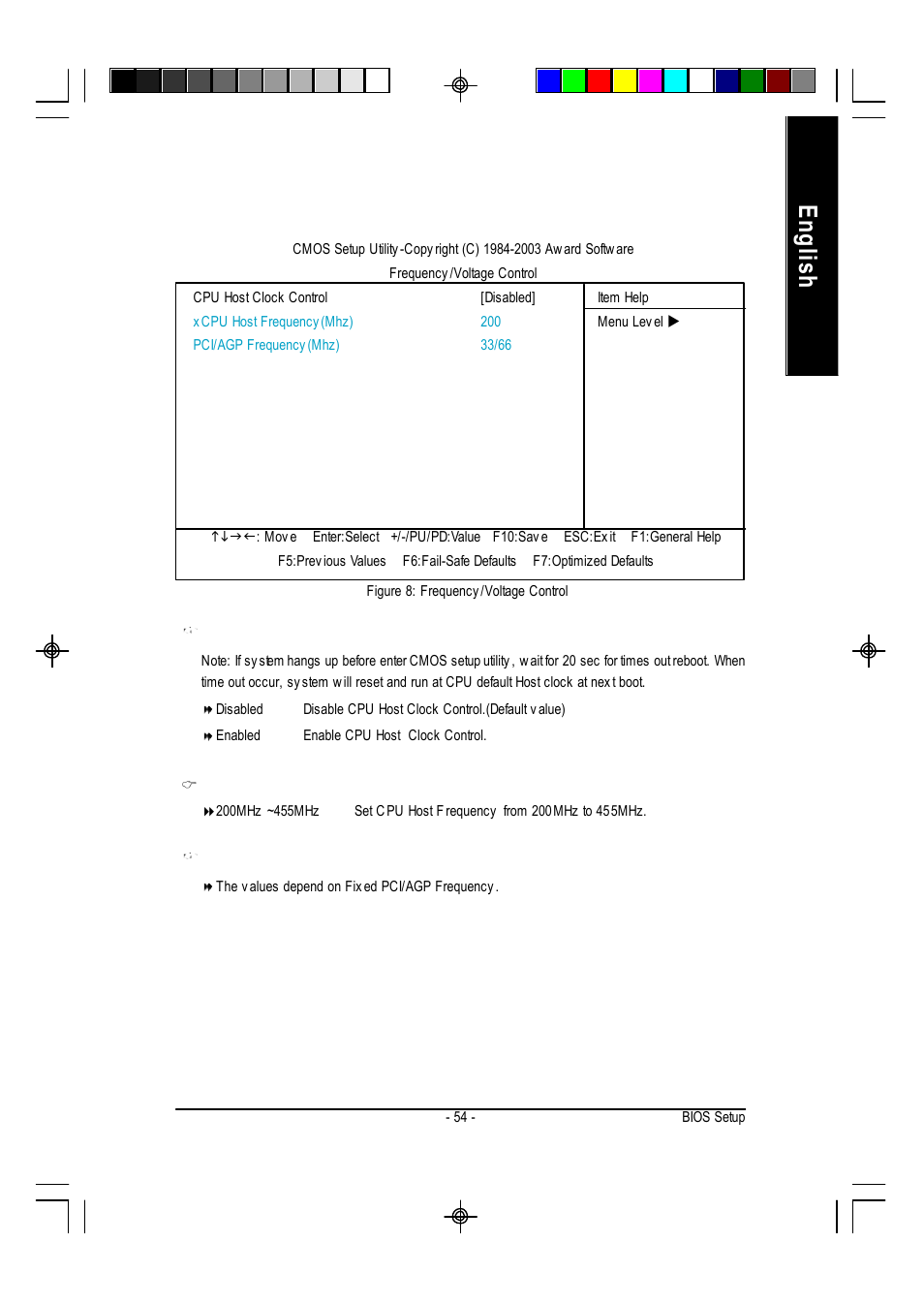 English, Frequency/voltage control | GIGABYTE AMD Socket 754 Processor Motherboard GA-K8VT800M User Manual | Page 54 / 96