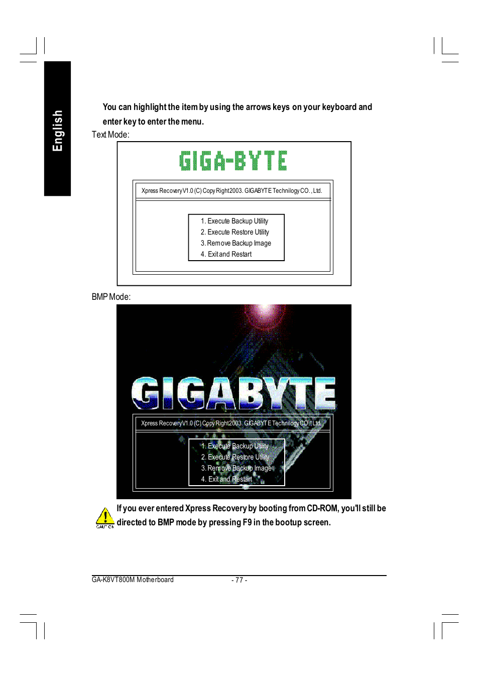 English | GIGABYTE AMD Socket 754 Processor Motherboard GA-K8VT800M User Manual | Page 77 / 96