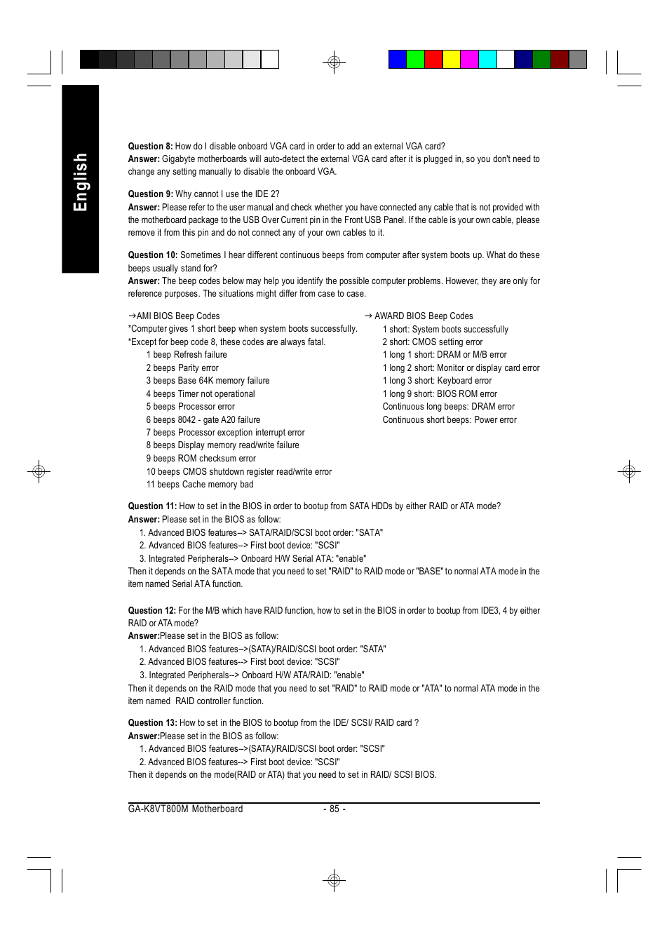 English | GIGABYTE AMD Socket 754 Processor Motherboard GA-K8VT800M User Manual | Page 85 / 96