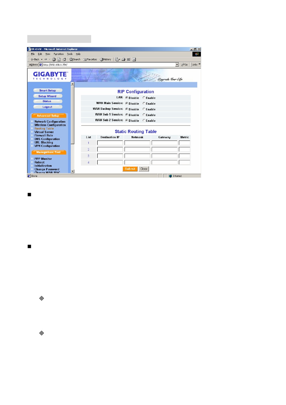 4-3. routing table | GIGABYTE GN-BR404W User Manual | Page 70 / 109