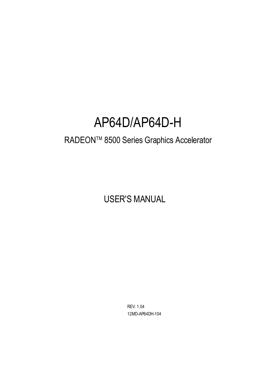 GIGABYTE RADEON AP64D-H User Manual | 32 pages