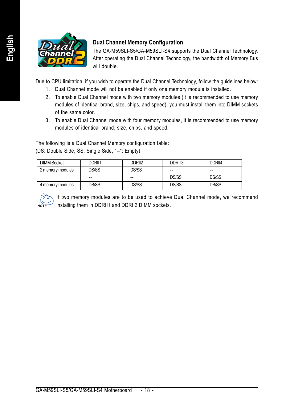 English | GIGABYTE AMD Socket AM2 Processor Motherboard GA-M59SLI-S5 User Manual | Page 18 / 120