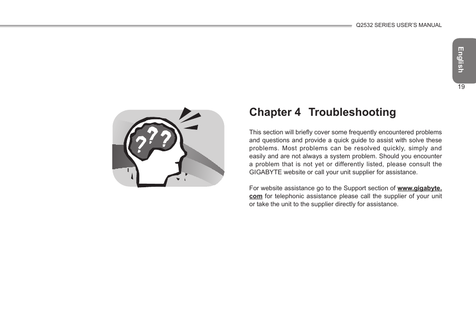 Chapter 4 troubleshooting | GIGABYTE Q2532 User Manual | Page 30 / 40