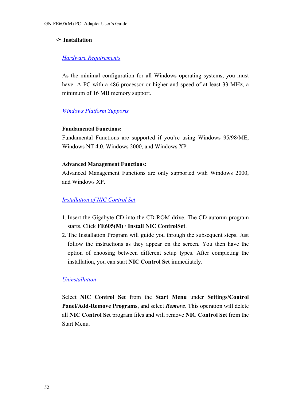 GIGABYTE GN-FE605(M) User Manual | Page 54 / 62