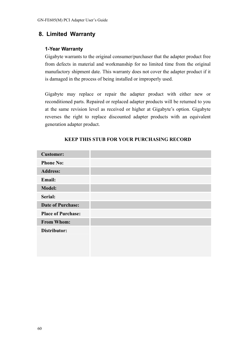 GIGABYTE GN-FE605(M) User Manual | Page 62 / 62