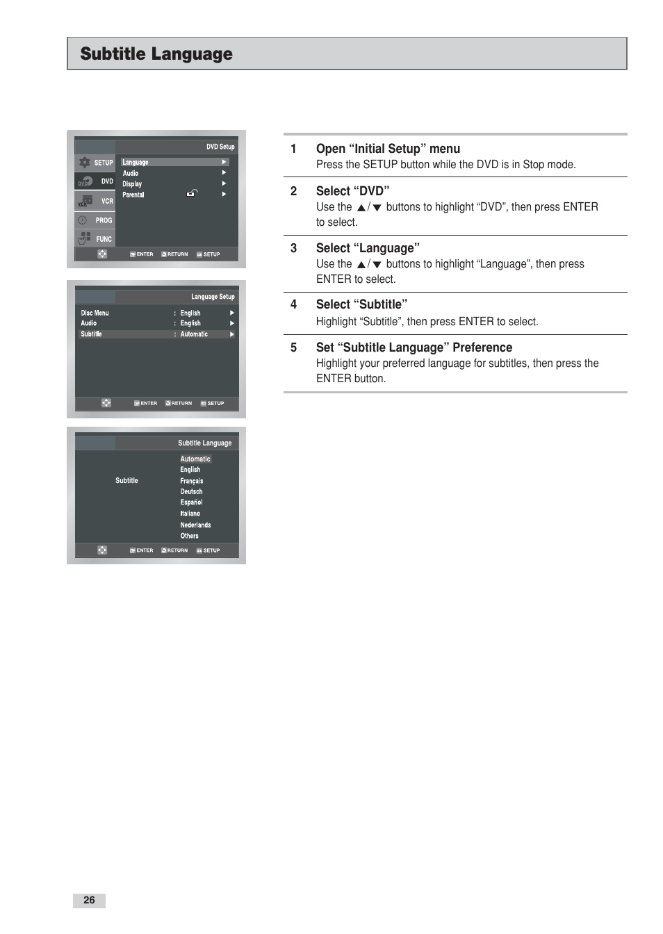 Subtitle language | Go-Video DV2130 User Manual | Page 26 / 66