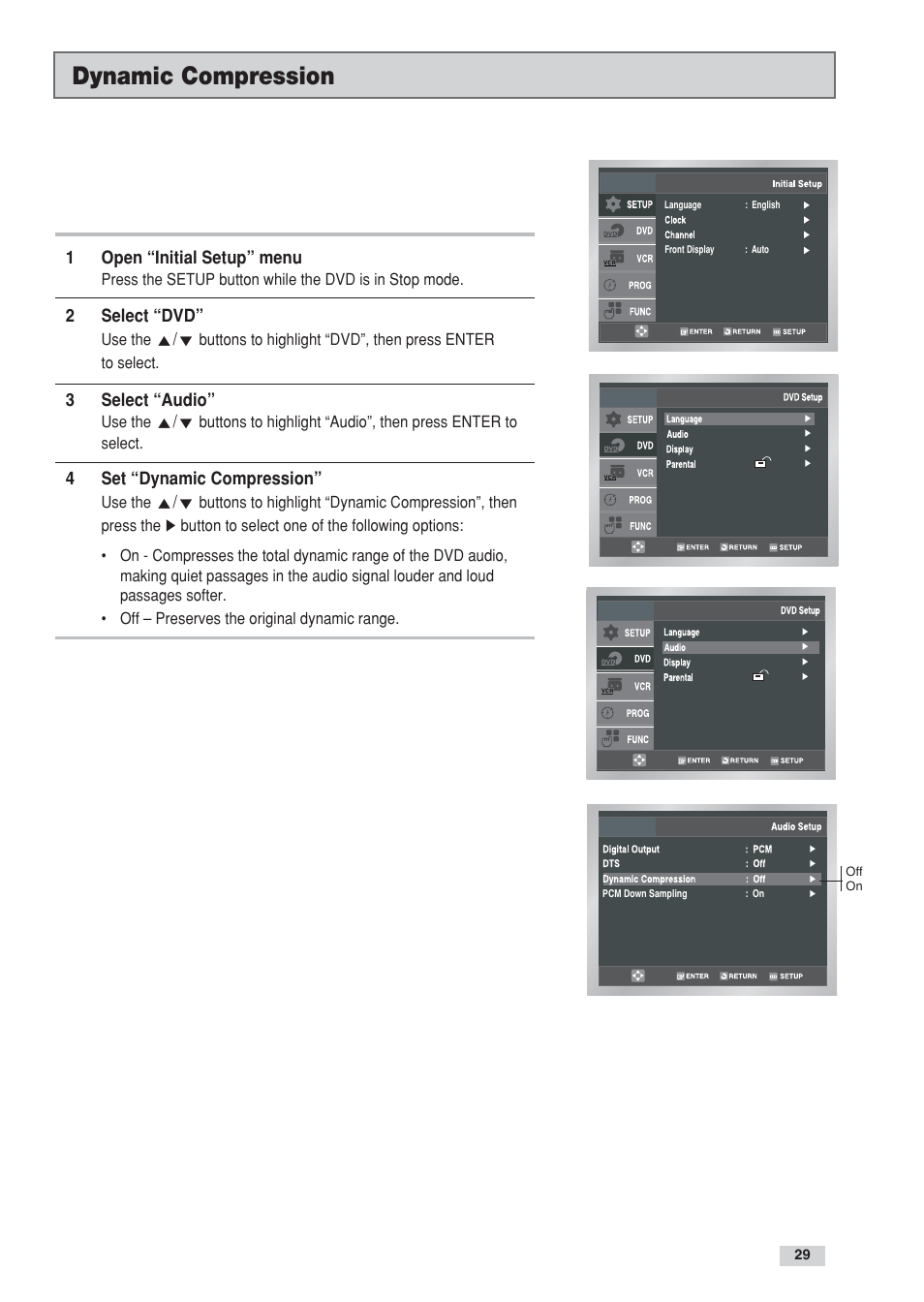 Dynamic compression | Go-Video DV2130 User Manual | Page 29 / 66