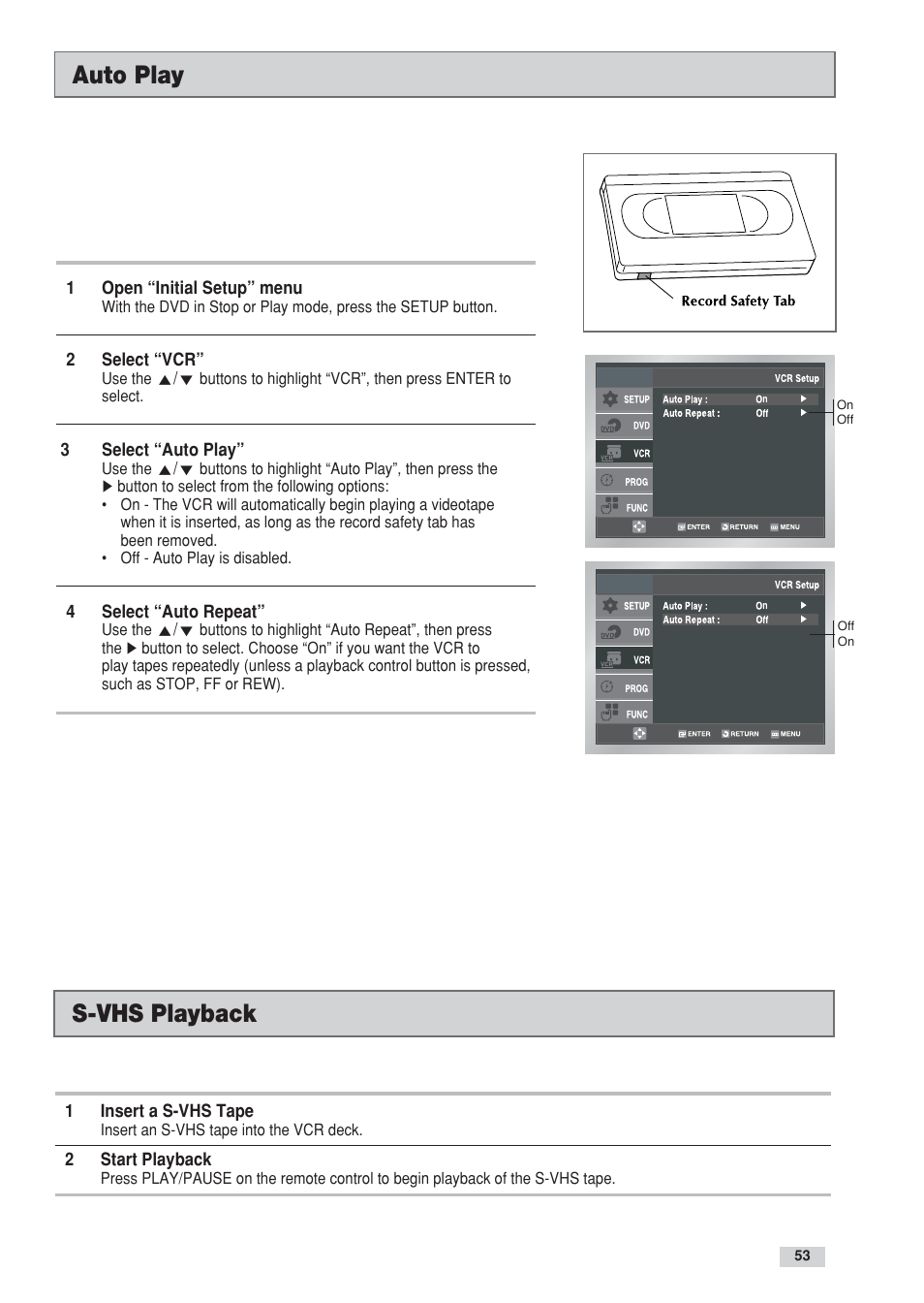 Auto play s-vhs playback | Go-Video DV2130 User Manual | Page 53 / 66