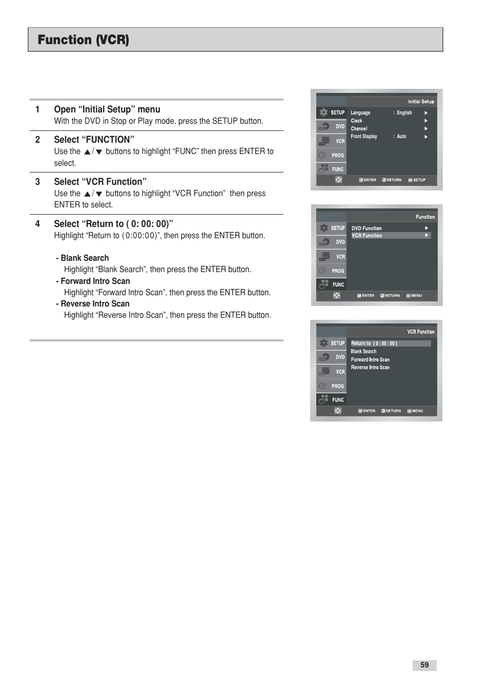 Function (vcr) | Go-Video DV2130 User Manual | Page 59 / 66