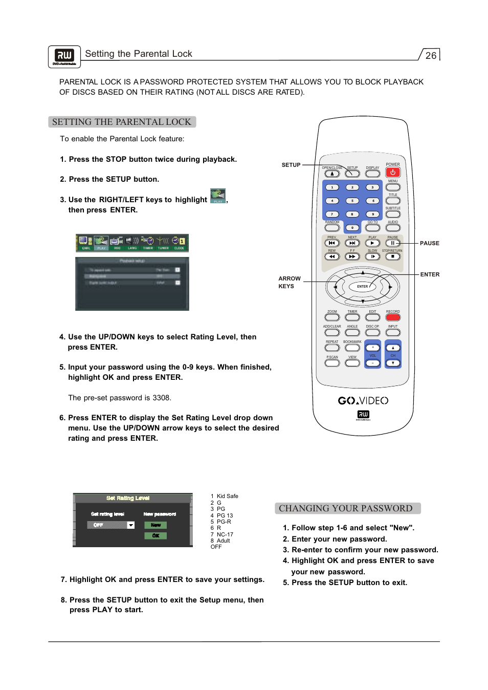 Changing your password | Go-Video R 6640 User Manual | Page 27 / 40