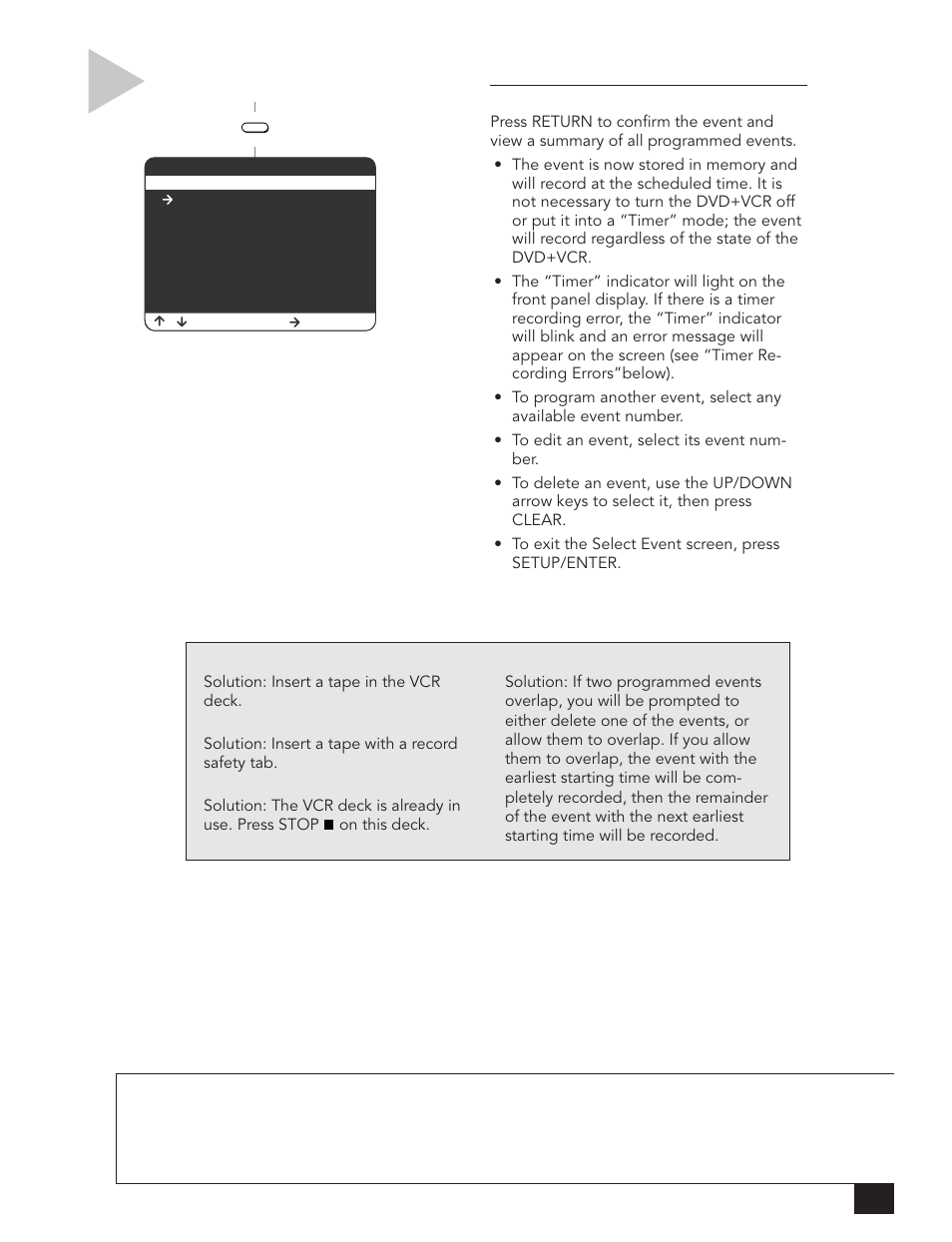 Timer recording errors | Go-Video DVR 4550 User Manual | Page 33 / 72