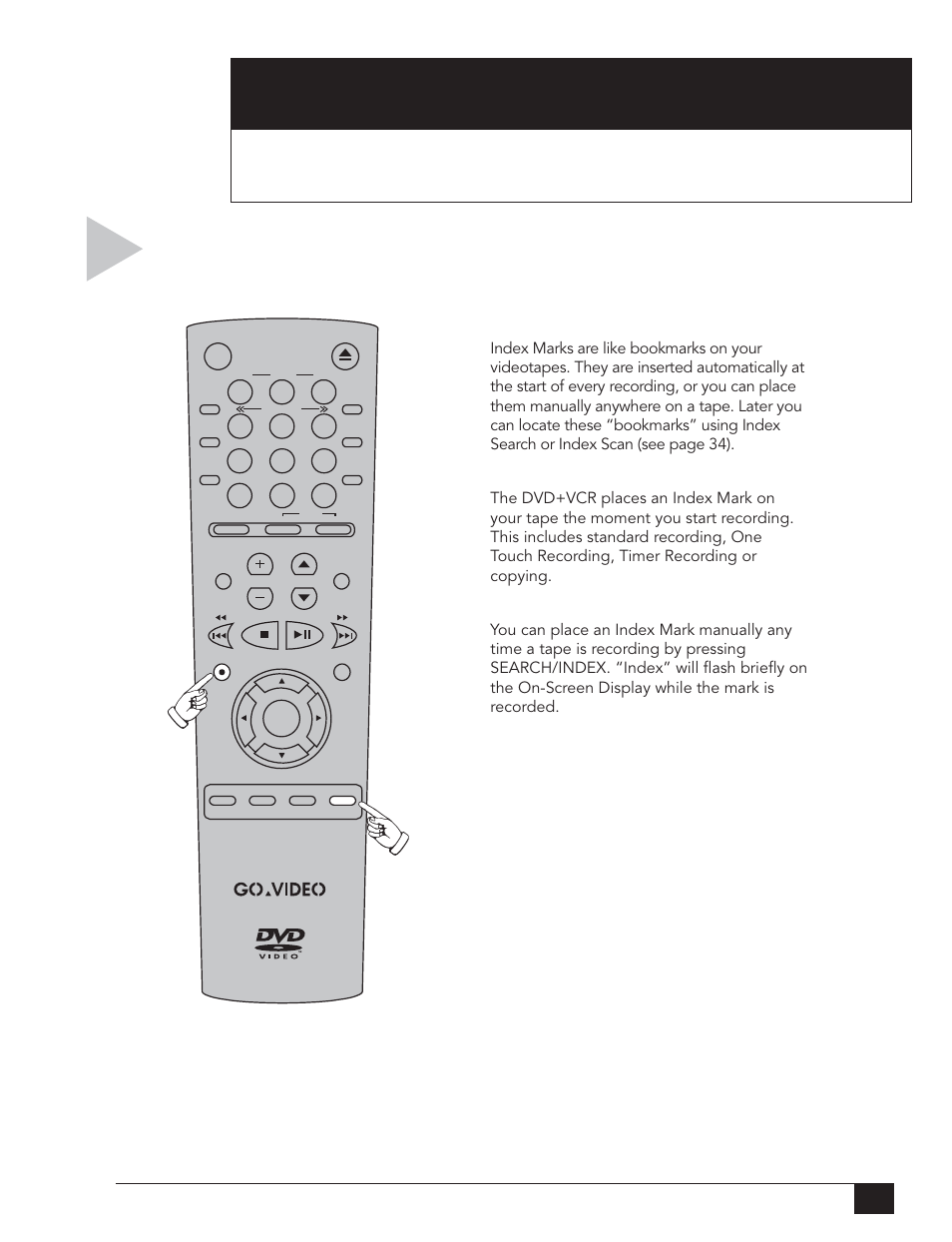 About index marks | Go-Video DVR 4550 User Manual | Page 39 / 72