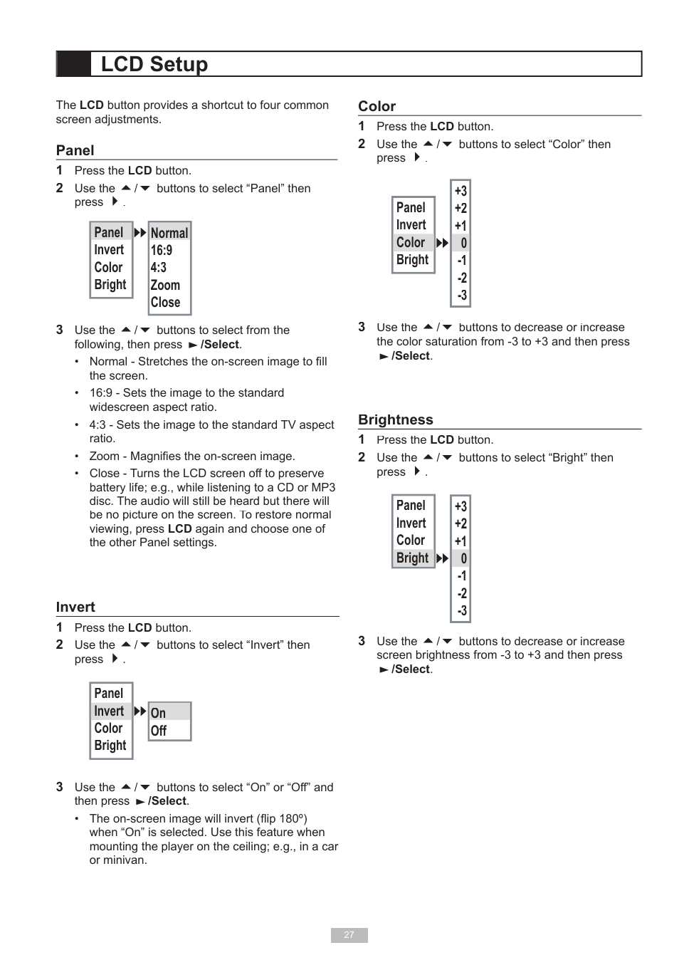 Lcd setup | Go-Video DP7040 User Manual | Page 27 / 34