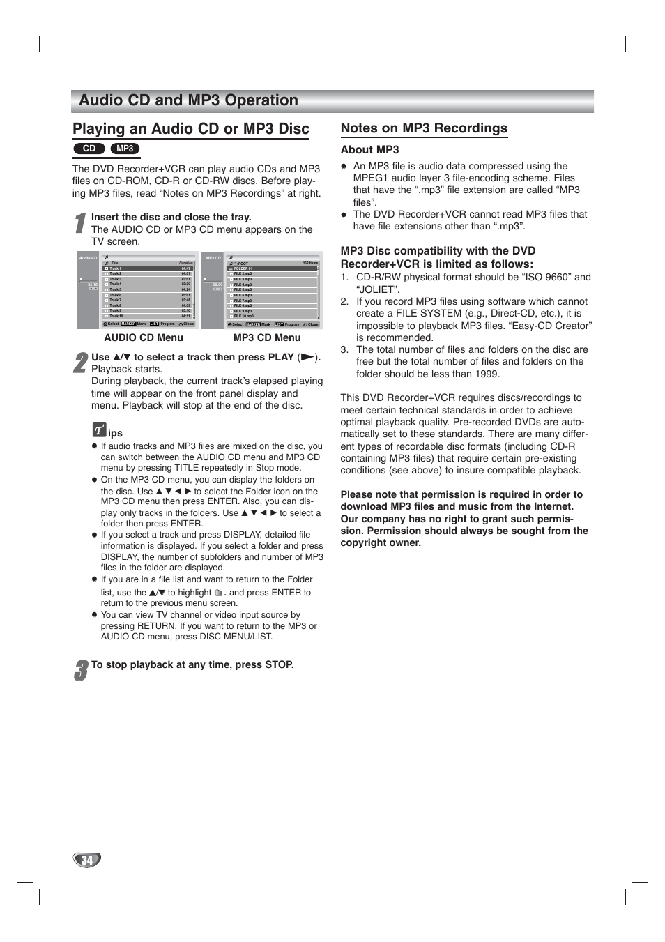 About mp3 | Go-Video VR4940 User Manual | Page 34 / 60