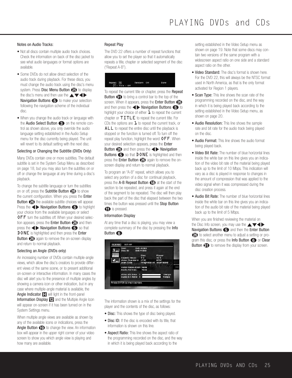 Playing dvds and cds | Go-Video DVD 22 User Manual | Page 25 / 32