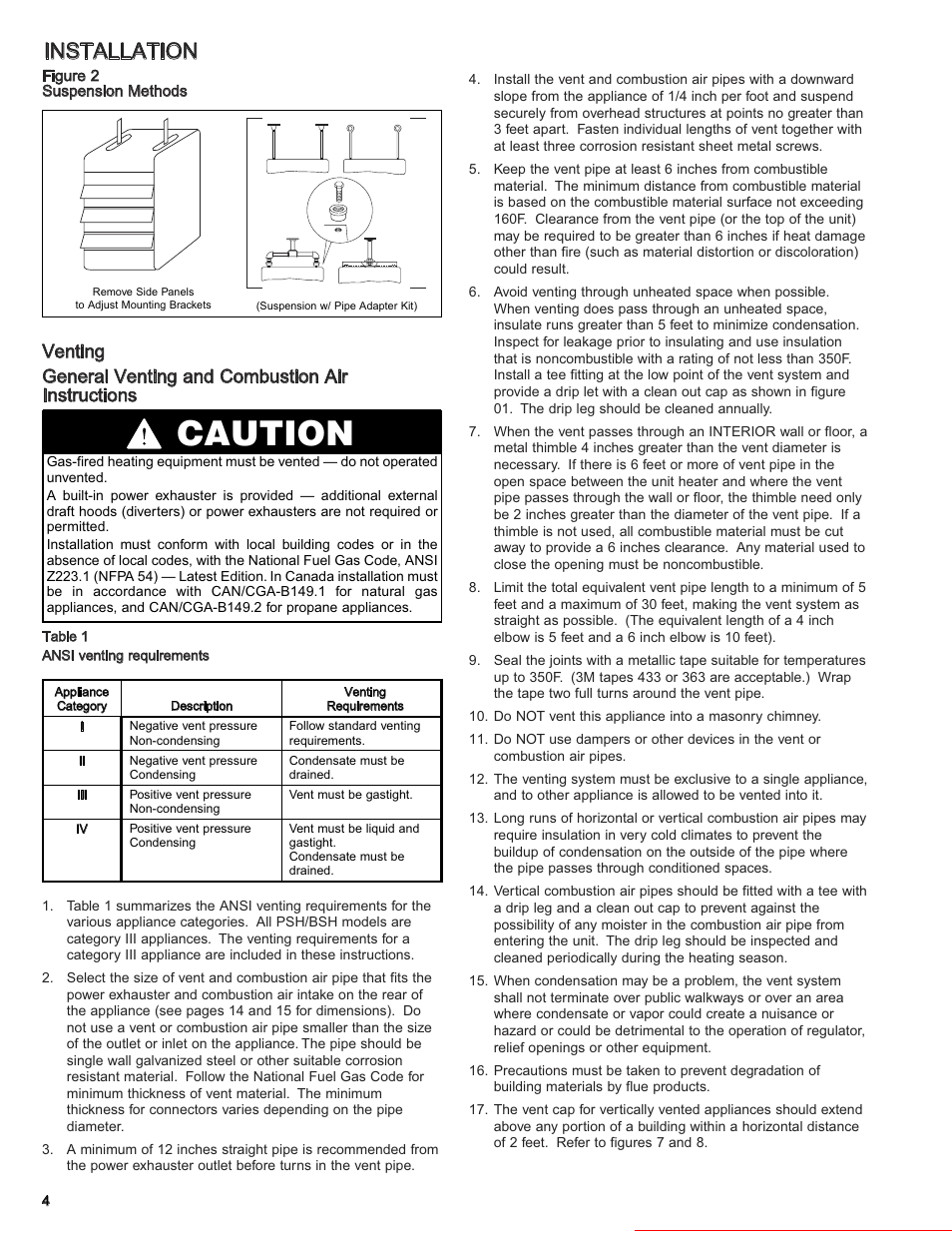 Caution, Installation, Heater parts from acf greenhouses | Modine Manufacturing 6-558.6 User Manual | Page 4 / 28