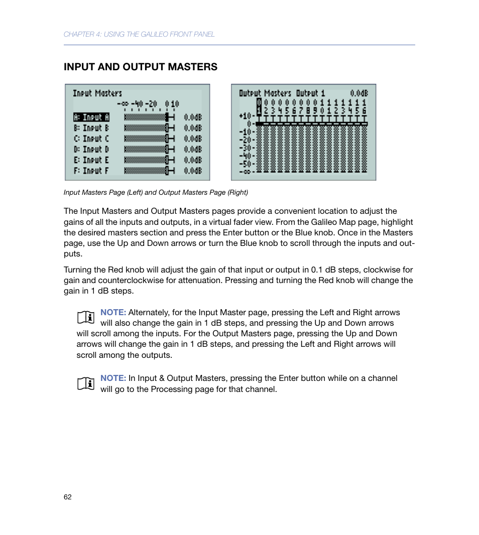 Input and output masters | Meyer Sound 616 User Manual | Page 62 / 68