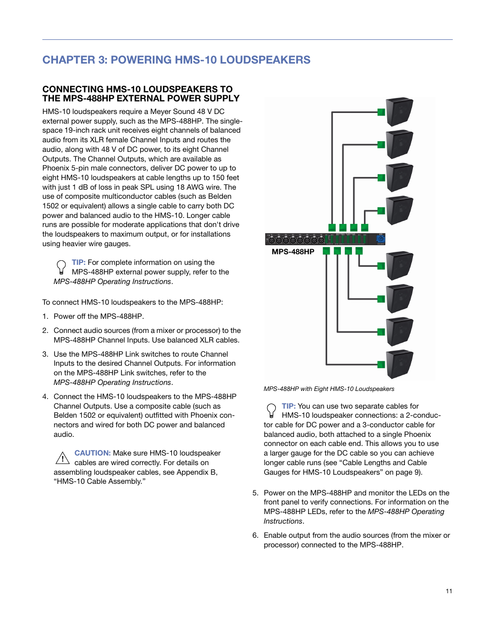 Chapter 3: powering hms-10 loudspeakers | Meyer Sound HMS-10TM User Manual | Page 11 / 28