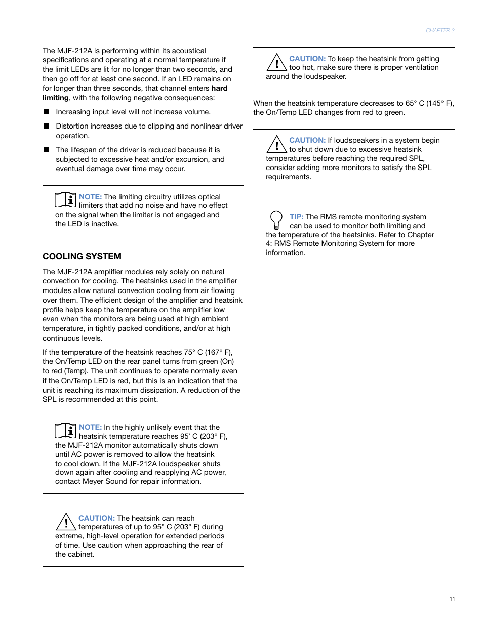 Cooling system | Meyer Sound MJF-212ATM User Manual | Page 17 / 28