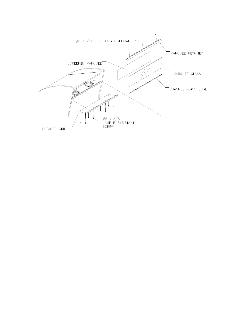 Marquee assembly | Midway UPRIGHT DEDICATED VIDEO GAME 25" CABINE 16-20044-101 User Manual | Page 54 / 105