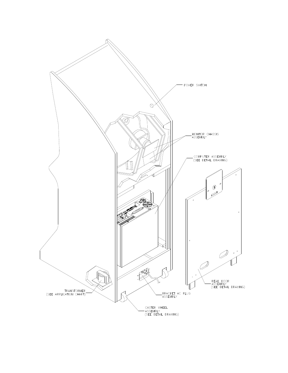 Cabinet rear view | Midway UPRIGHT DEDICATED VIDEO GAME 25" CABINE 16-20044-101 User Manual | Page 55 / 105