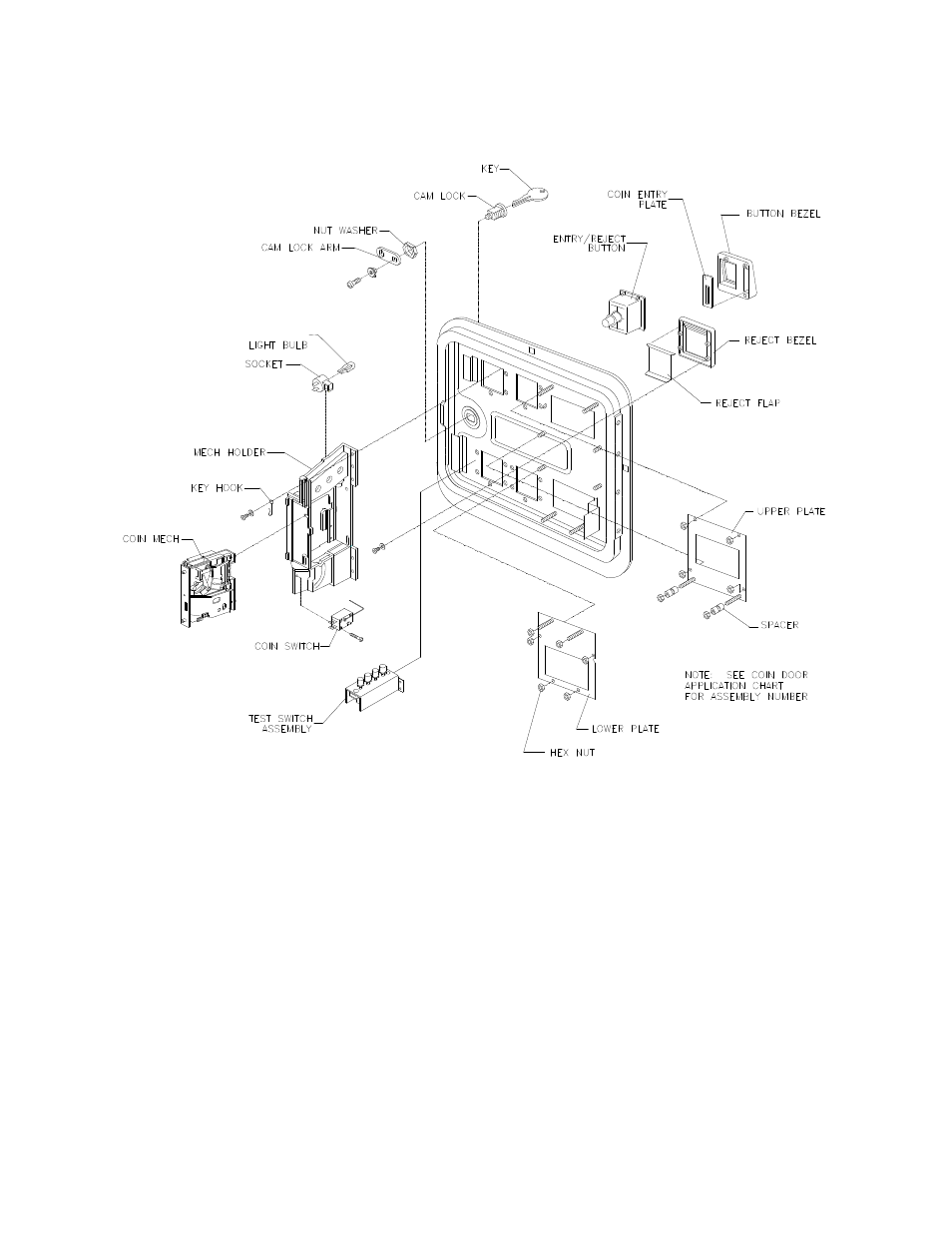 Coin door assembly | Midway UPRIGHT DEDICATED VIDEO GAME 25" CABINE 16-20044-101 User Manual | Page 57 / 105