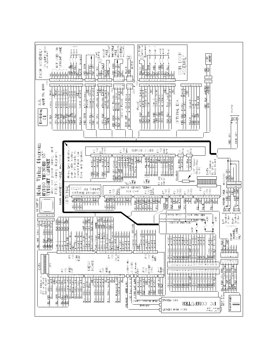 Cabinet wiring diagram | Midway UPRIGHT DEDICATED VIDEO GAME 25" CABINE 16-20044-101 User Manual | Page 77 / 105