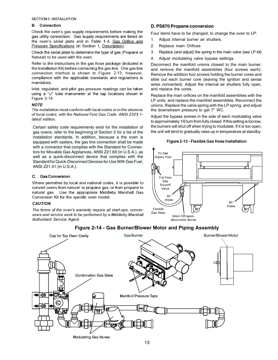Middleby Marshall PS870 Series Gas Ovens PS870G Gas User Manual | Page 13 / 24