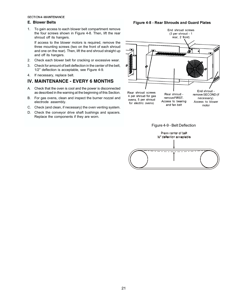 Iv. maintenance - every 6 months | Middleby Marshall PS870 Series Gas Ovens PS870G Gas User Manual | Page 21 / 24