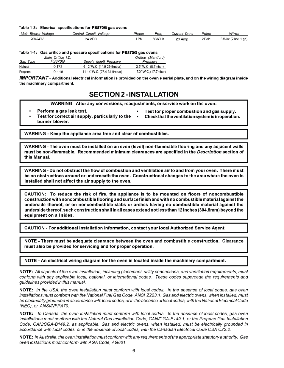 Middleby Marshall PS870 Series Gas Ovens PS870G Gas User Manual | Page 6 / 24