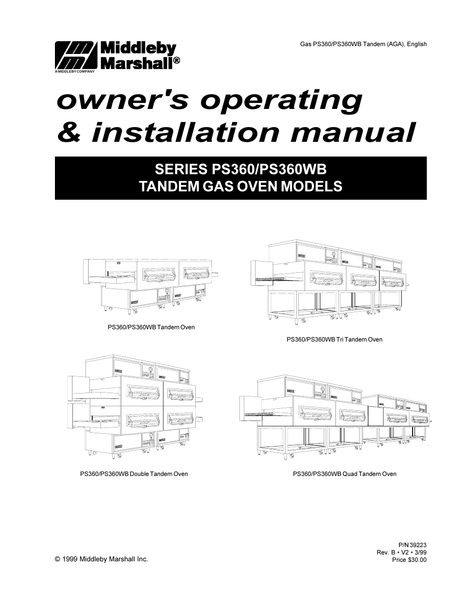 Middleby Marshall Tandem Gas Oven PS360WB User Manual | 4 pages
