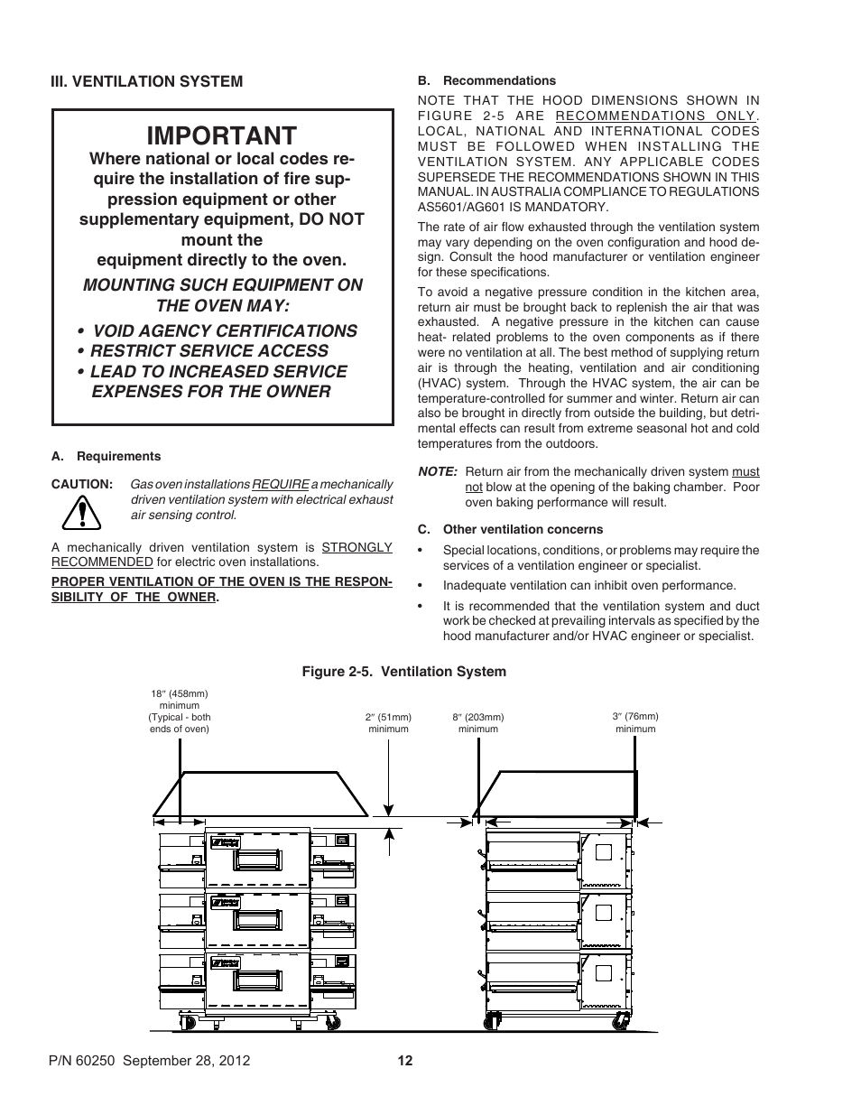 Important | Middleby Marshall PS740 Series Gas Ovens P/N 60250 User Manual | Page 16 / 36