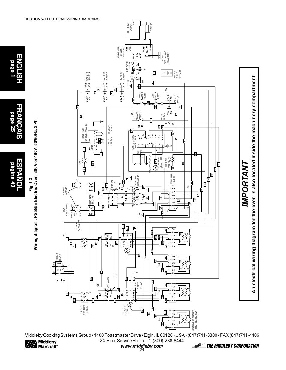 Impor tant, English, Français | Es pañol, Page 1, Page 25, Página 49 | Middleby Marshall PS555G GAS User Manual | Page 24 / 24