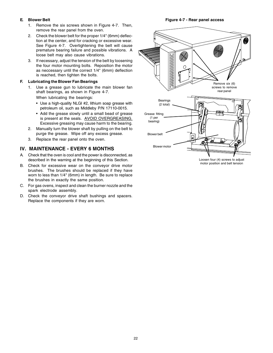 English, Iv. maintenance - every 6 months | Middleby Marshall Gas Ovens PS53GS Gas User Manual | Page 22 / 44