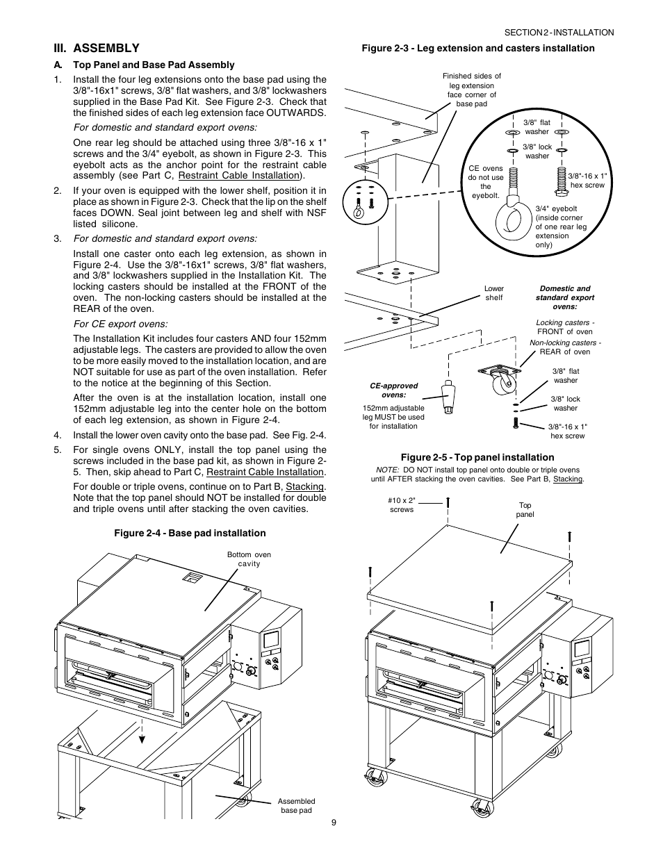English, Iii. assembly | Middleby Marshall Gas Ovens PS53GS Gas User Manual | Page 9 / 44